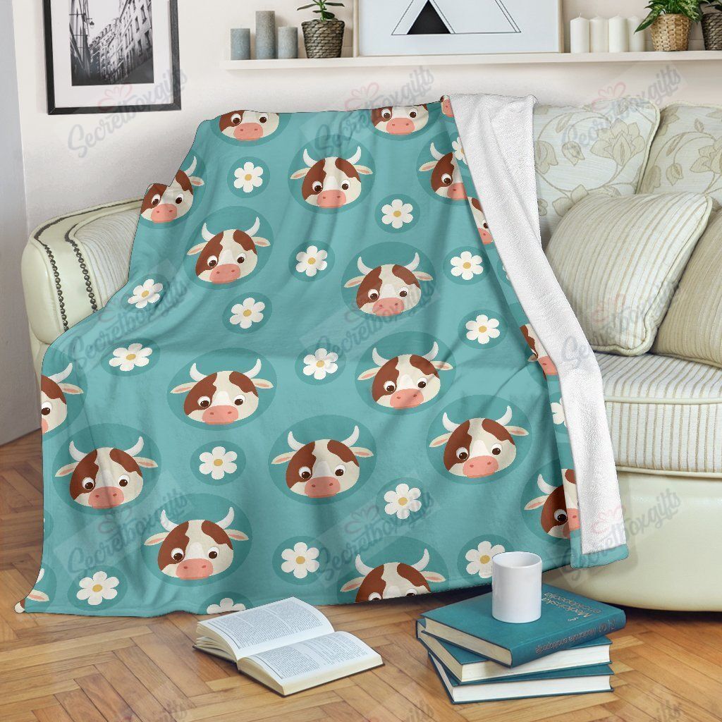 Cute Cow And Daisy Flower Xa0501467Cl Fleece Blanket