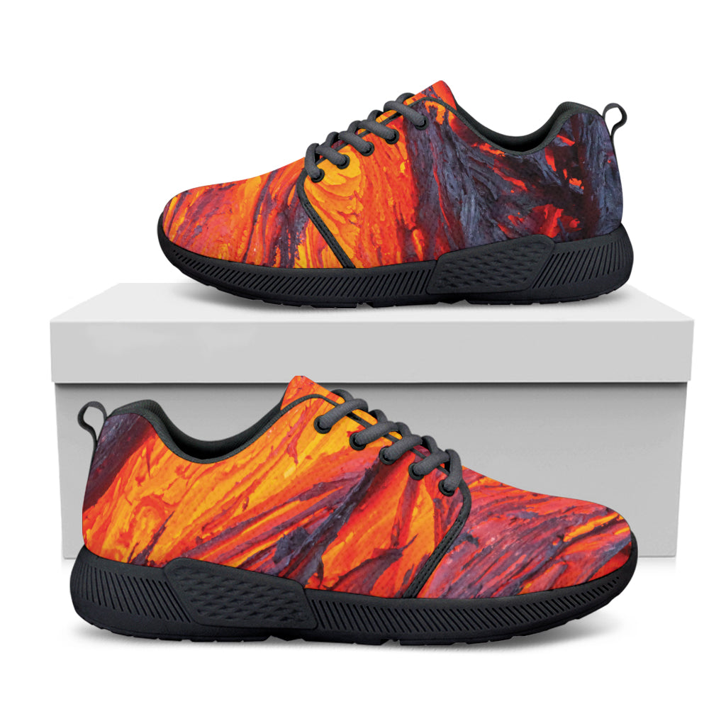 Volcano Lava Print Black Athletic Shoes