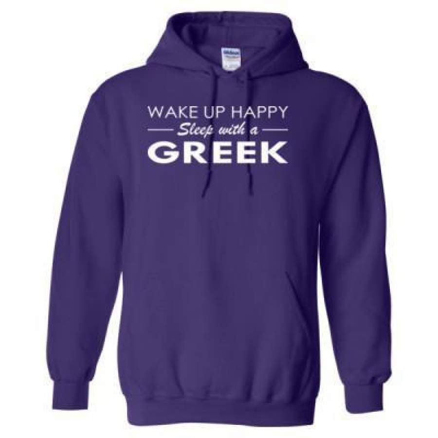 AGR Wake Up Happy Sleep With A Greek – Heavy Blend™ Hooded Sweatshirt