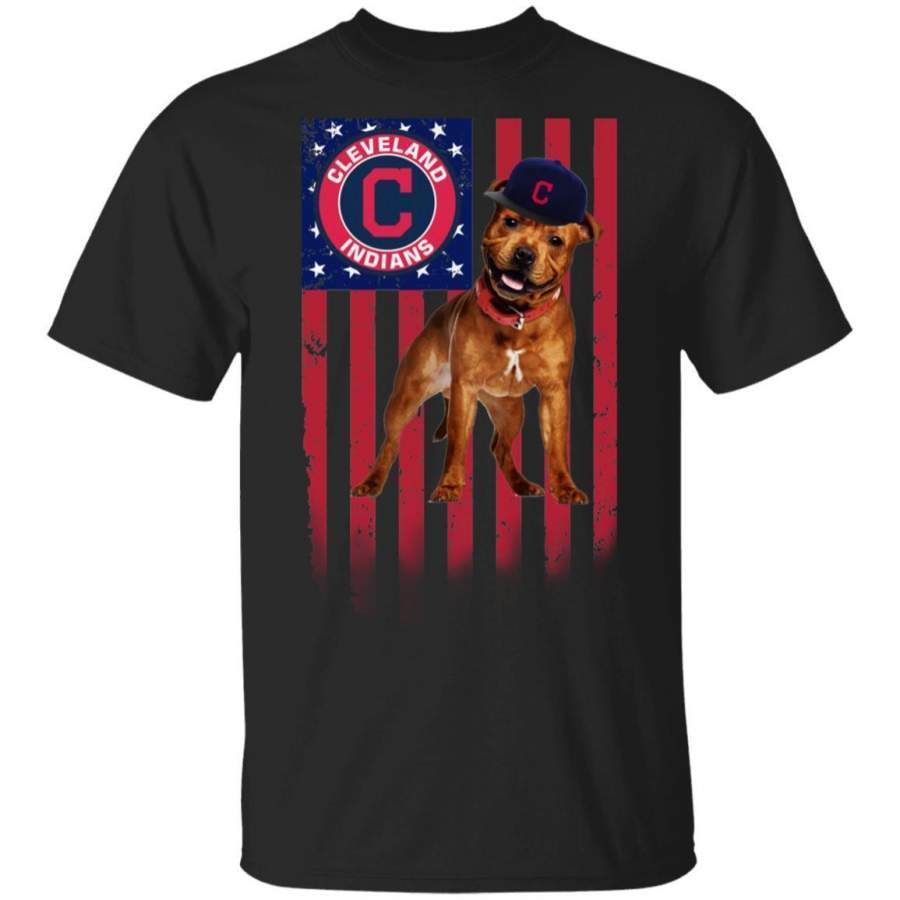 Cleveland Indians Pit Bull USA Flag Dog T-Shirt Men Women Fan Gift HT209