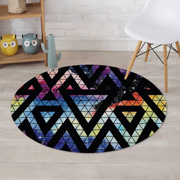 Galaxy Space Triangle Round Rug