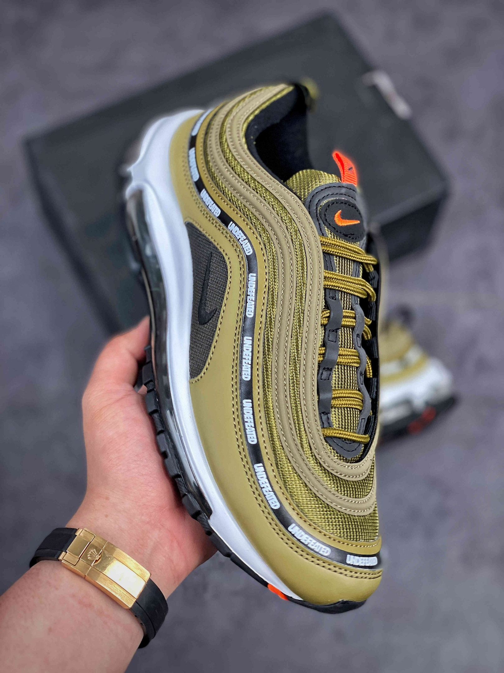 Undefeated x Nike Air Max 97 Militia GreenBlack-Orange Blaze-White 5338786 7309