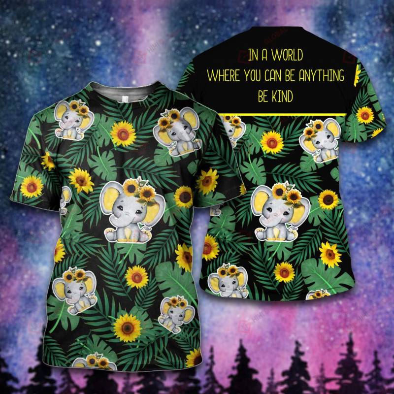 Hippie Be kind Elephant Sunflower Tropical Floral Summer Vacation ALL OVER PRINTED SHIRT HH0710101