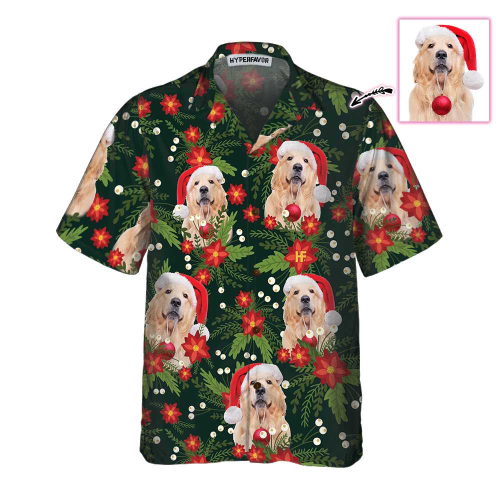 Christmas Golden Retriever Custom Photo Hawaii Shirt For Men Women Ha41793