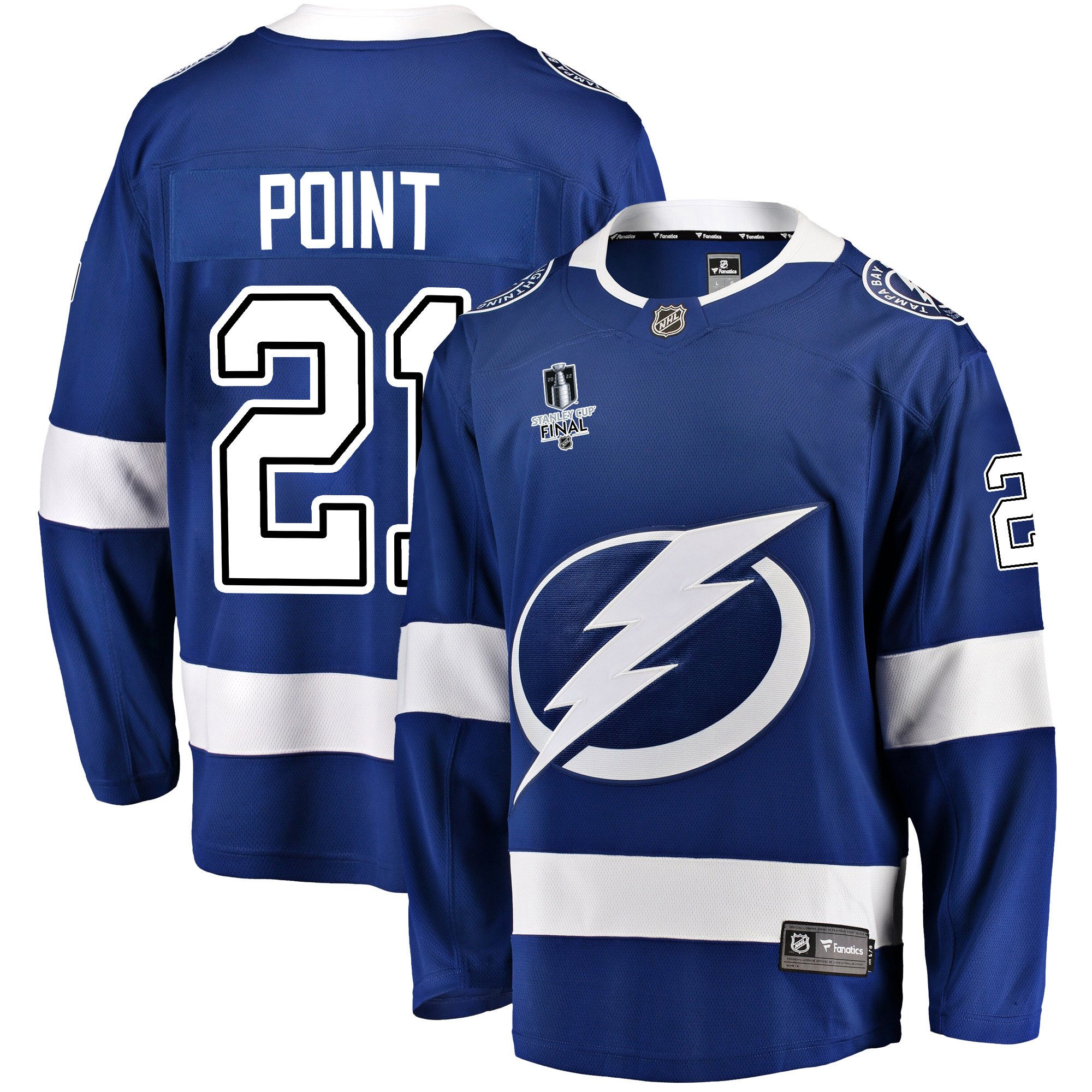 Tampa Bay Lightning Brayden Point 21 Home 2022 Stanley Cup Final Breakaway Men Jersey – Blue