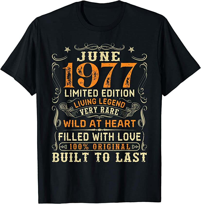 Vintage June 1977 Awesome 44 Yrs Old 44th Birthday Gift T-Shirt