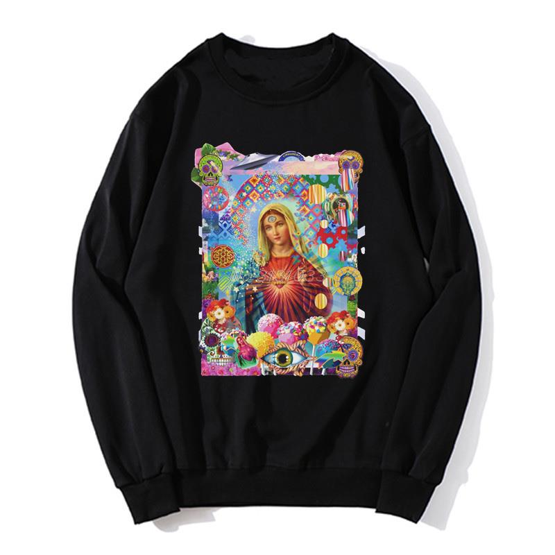 Virgin Mary Shrine DMT Trippy LSD Psychedelic Woke Spiritual Mexican Art hoodie Men Fleece Sweatshirt Unisex Hoodies Sweater alx