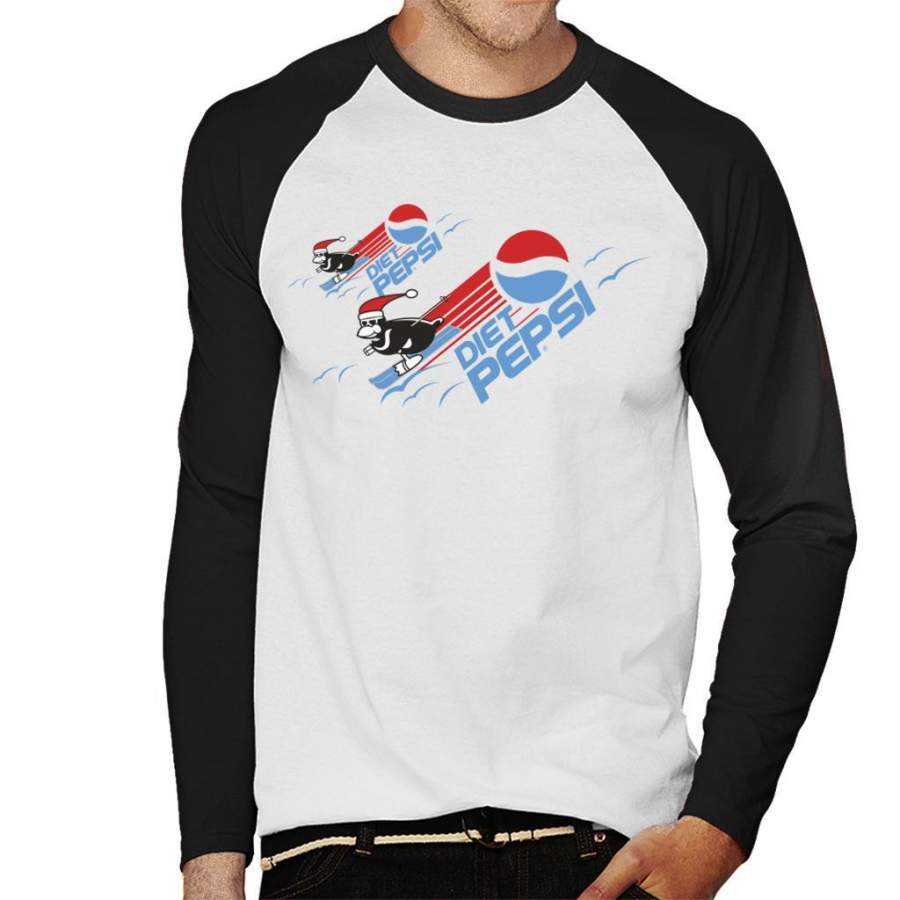 Pepsi Christmas Ski Penguins Men’s Baseball Long Sleeved T-Shirt