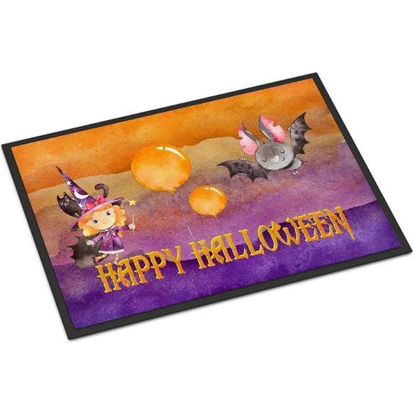 Little Witch And Bat Happy Halloween Doormat Indoor And Outdoor Mat Entrance Rug Funny Home Decor Closing Gift Gift For Friend Family Gift Idea