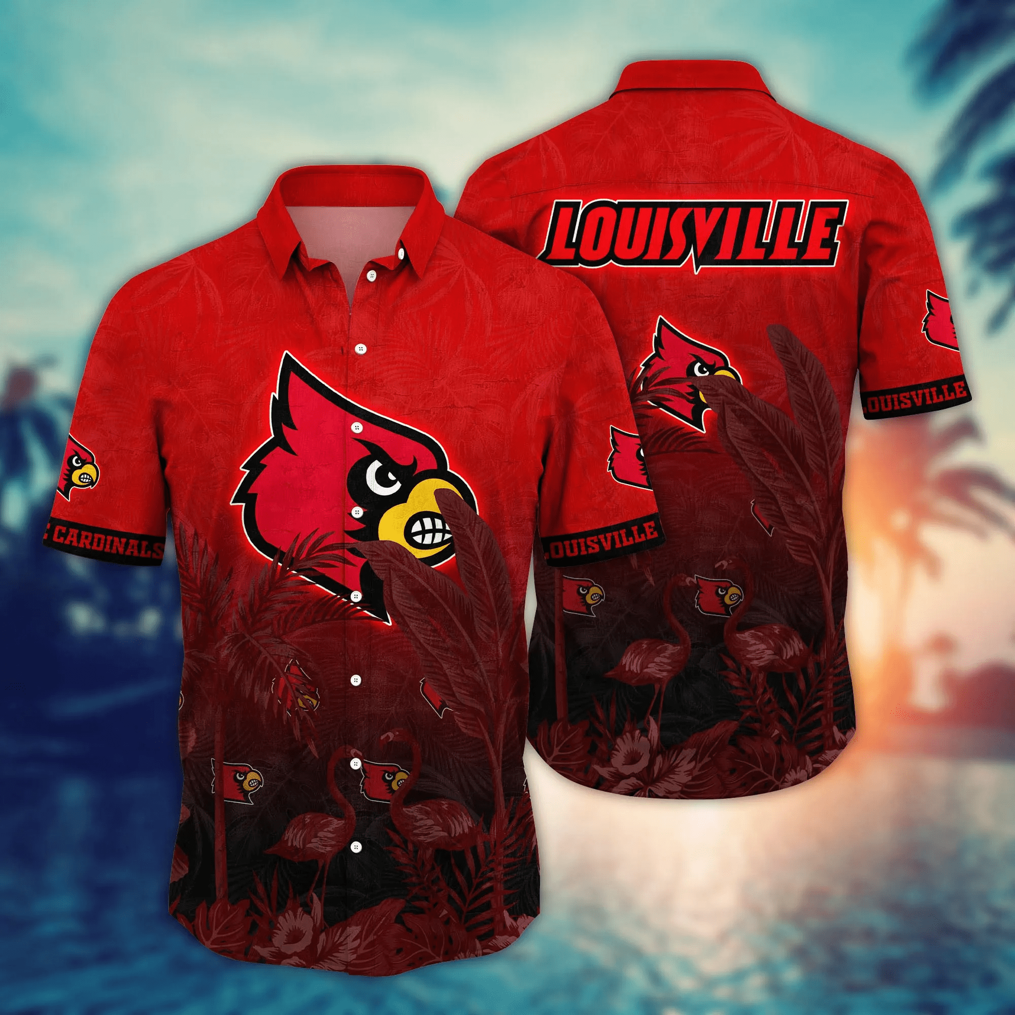 Louisville Cardinals NCCA Hawaiian Shirt Traveltime Aloha Shirt