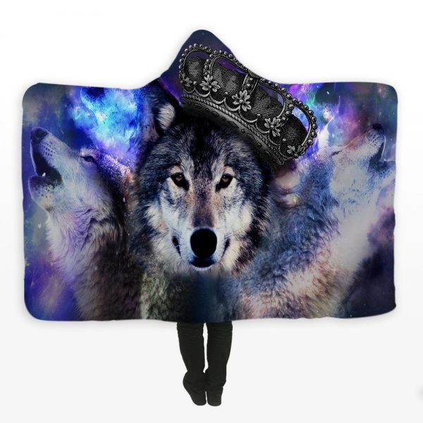 Animal Hooded Blankets – Animal Series Wolf King Fleece Hooded Blanket