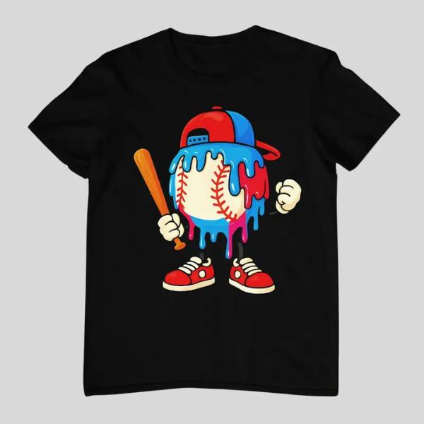 Youth And Adult Baseball Drip Boy Ice Cream Drip Sport Game Day T-Shirt, Baseball Drip Tee, Baseball Stuff For Boys Girls, Game Day Toddler Boy Clothing, Youth Boys Clothes Summer Outfitters