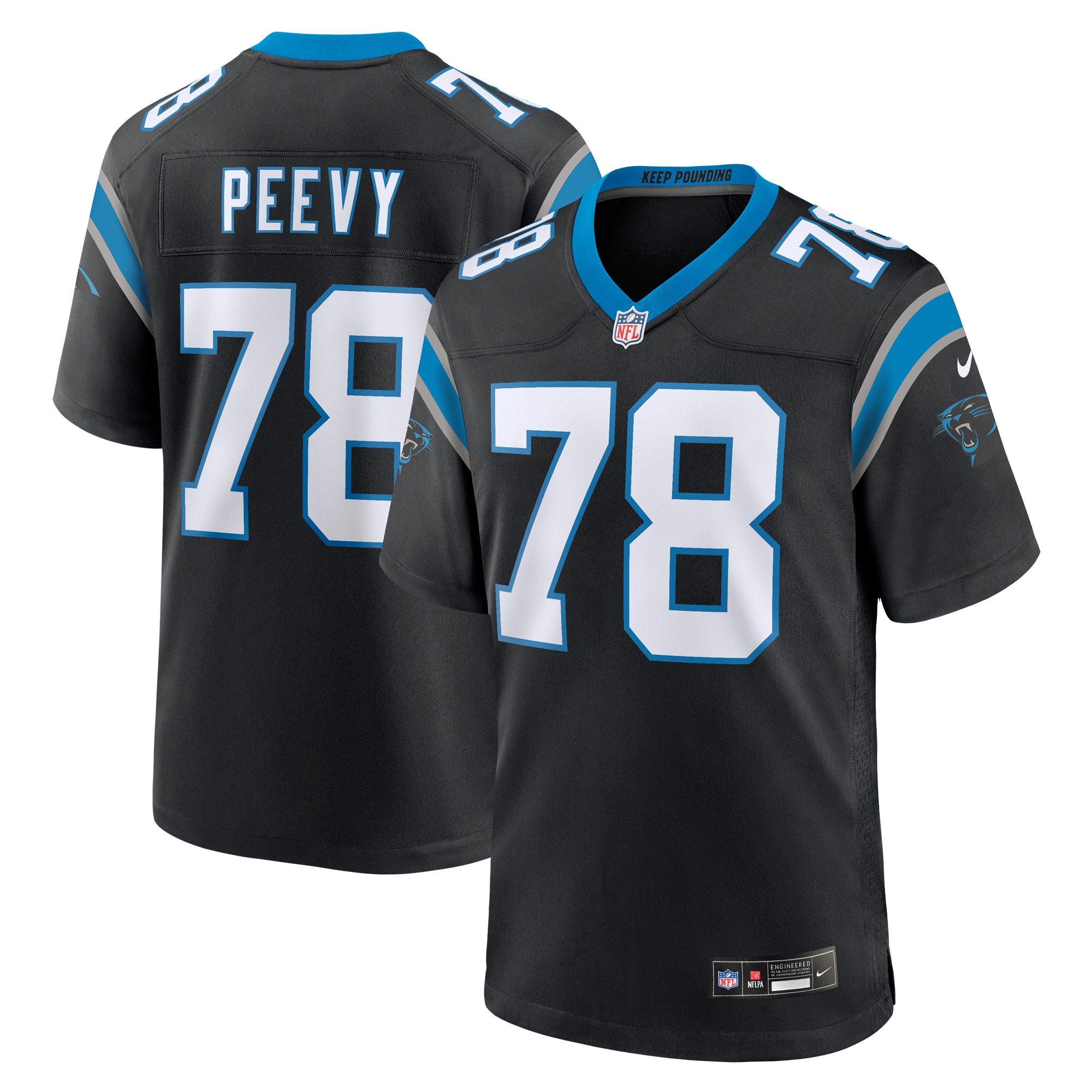 Jayden Peevy Carolina Panthers Game Jersey – Black