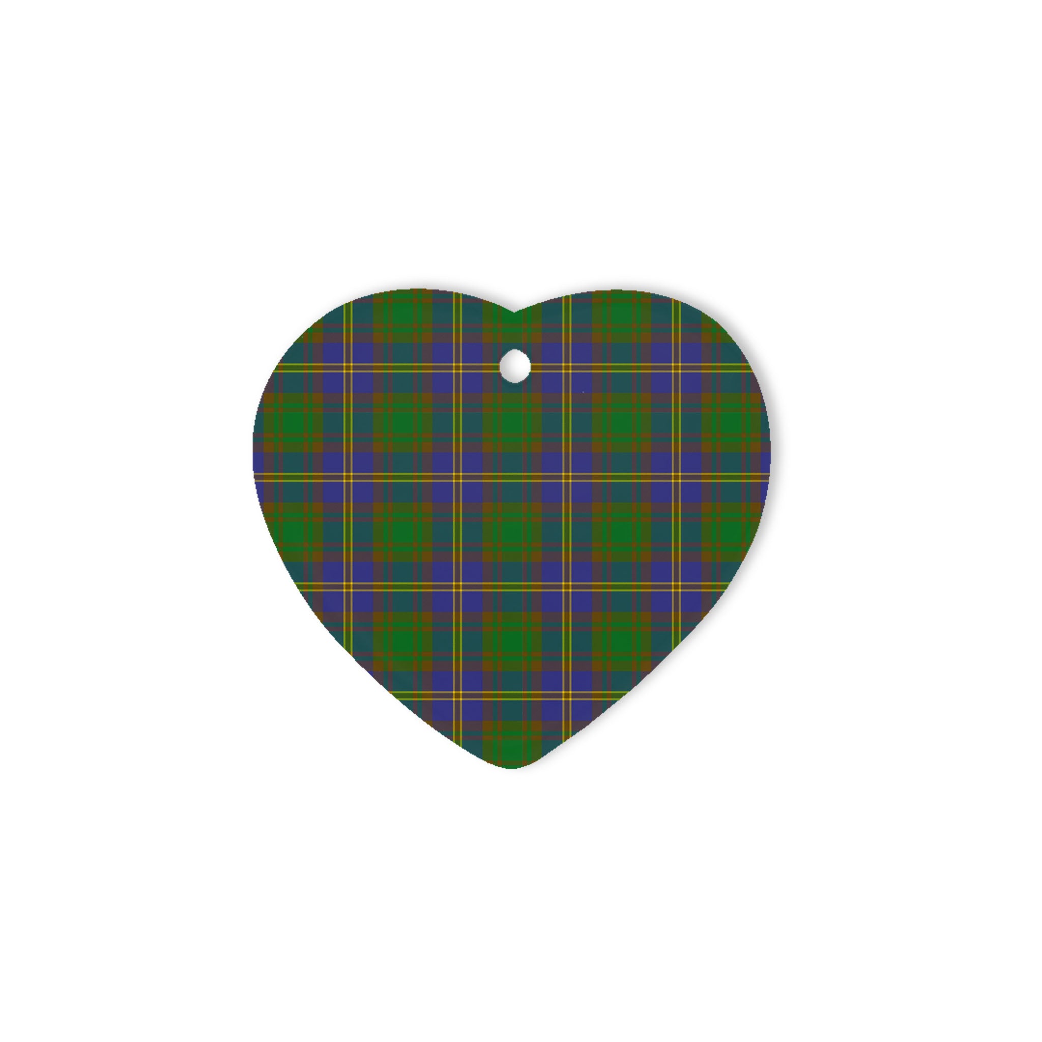 Strange Of Balcaskie Tartan Heart Ornaments, Christmas Tree Ornament, Plaid Christmas Ornaments, Ceramic Heart Christmas Tree Decoration