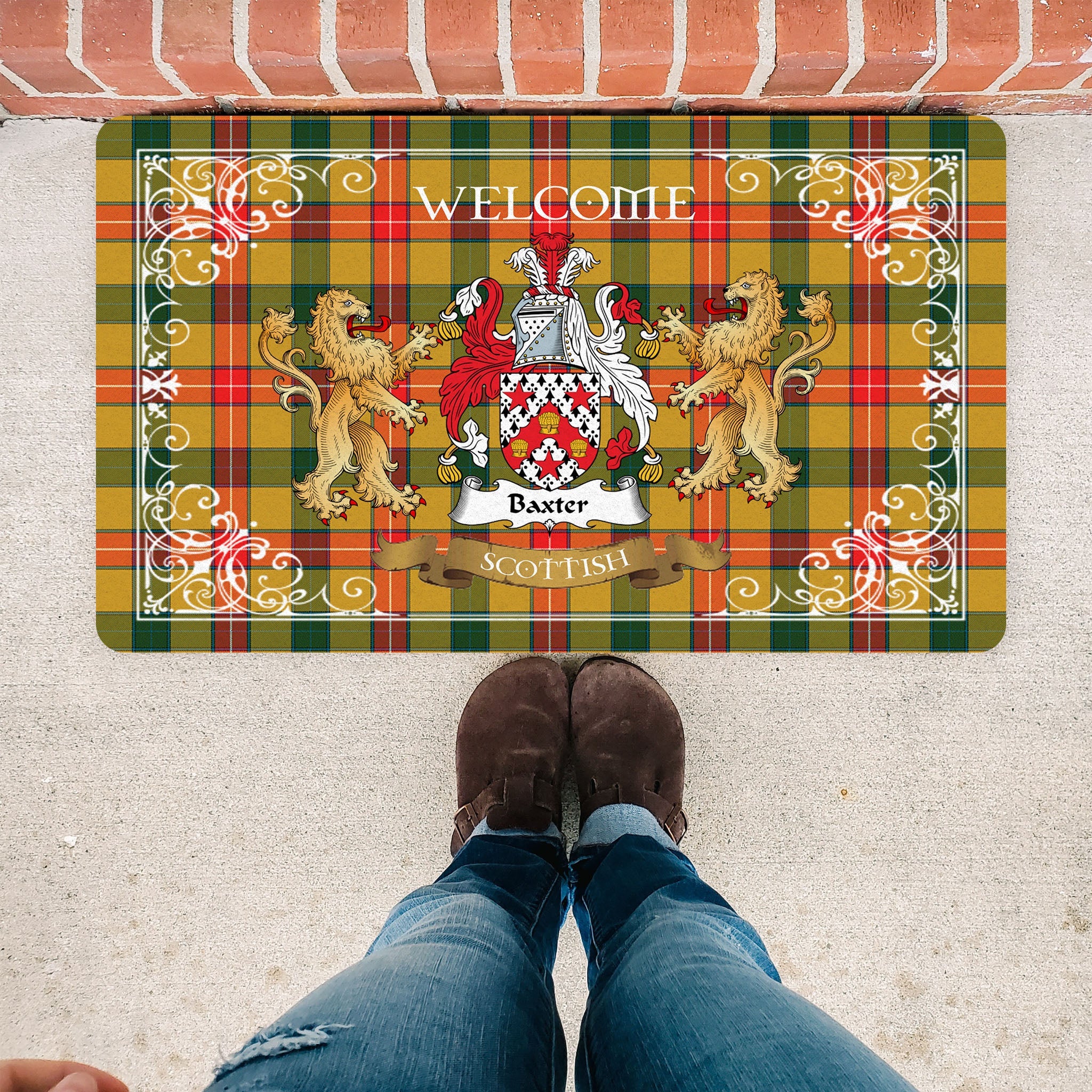 Scotstee Shop Tartan Door Mat The Family Baxter Scottish Plaid Doormat, Welcome Mat, Christmas Door Mat