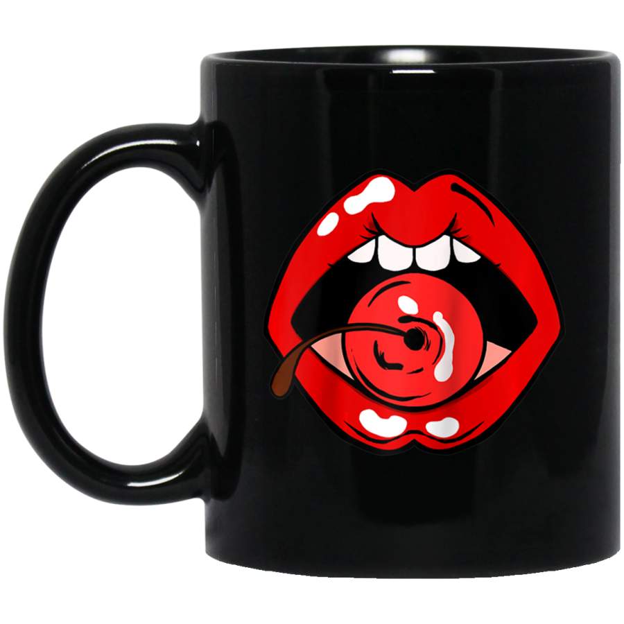 Vintage Red Lips with Cherry Coffee Mug