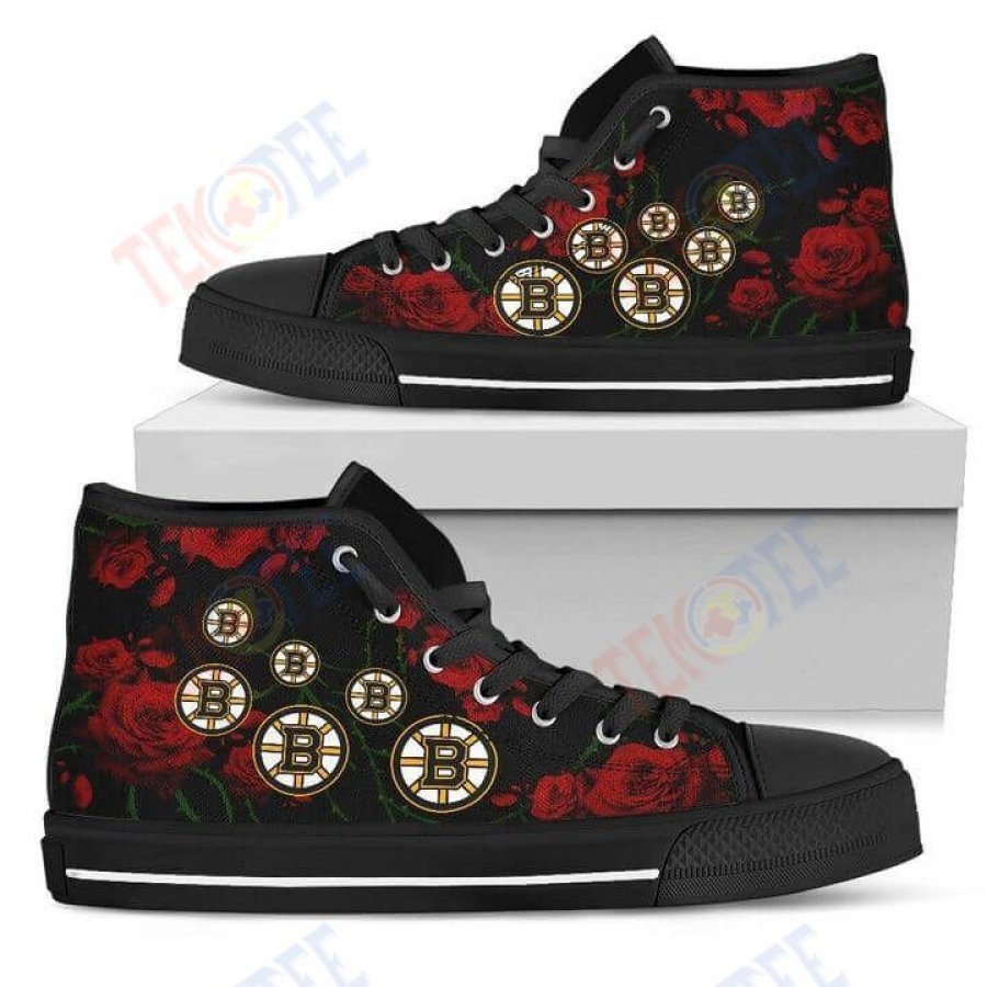 Mens Womens Lovely Rose Thorn Incredible Boston Bruins High Top Shoes TMT840