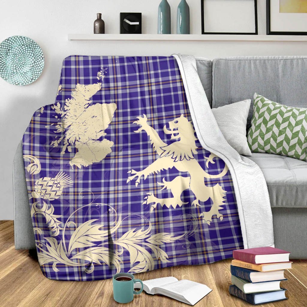 Tartan Blanket Ochterlony Tartan Scotland Lion Thistle Map Plaid Blanket