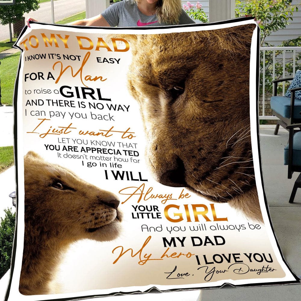 To My Dad Love From Daughter Lion Father’S Day Blanket Fleece & Sherpa