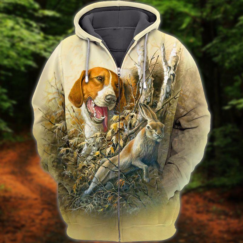 Beagle Rabbit Hunter Unisex 3D Hoodie T Shirt All Over Print Plus Size S-5Xl