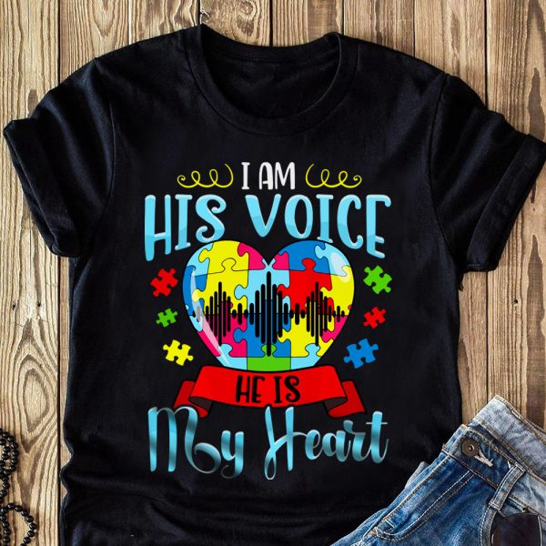 I Am His Voice He Is My Heart Autism T-Shirt Autism Awareness Shirts Autism Awareness Gift Ht