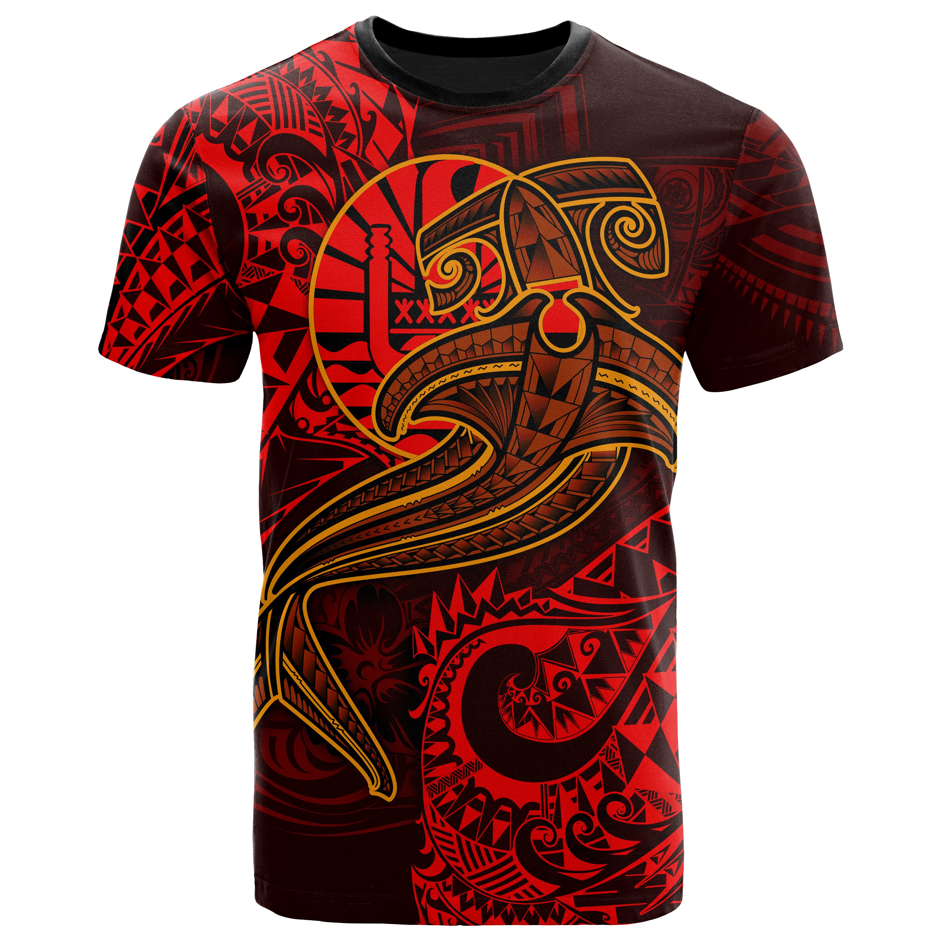 Tahiti T-Shirt – Red Shark Polynesian Tattoo – BN18