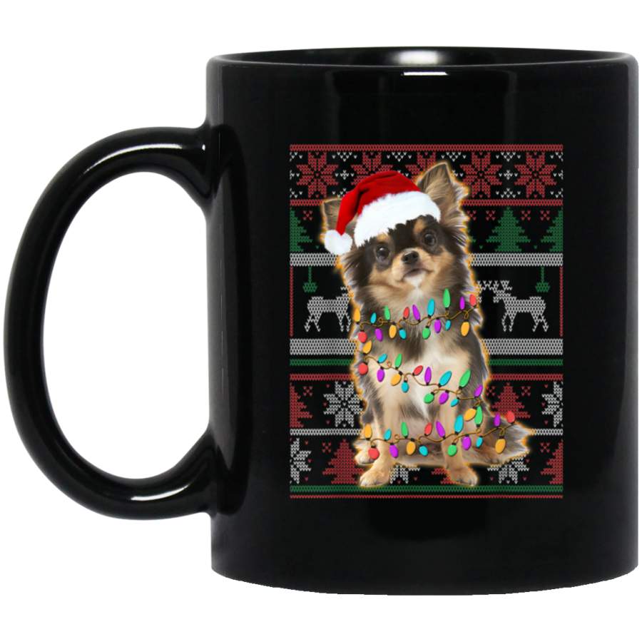 Chihuahua Ugly Sweater Christmas Gifts 11 oz 15 oz Mug Black