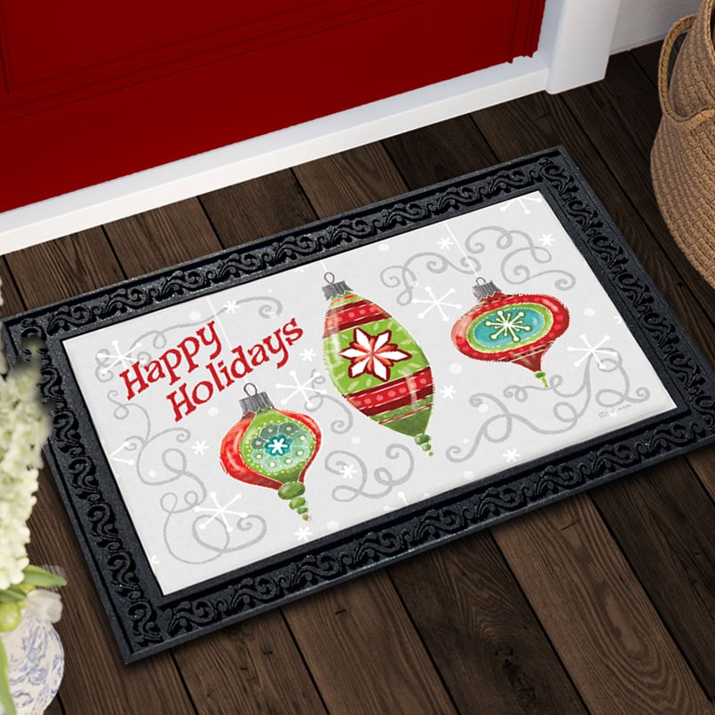 Happy Holidays Christmas Ornaments – Doormat – 18″ X 30″