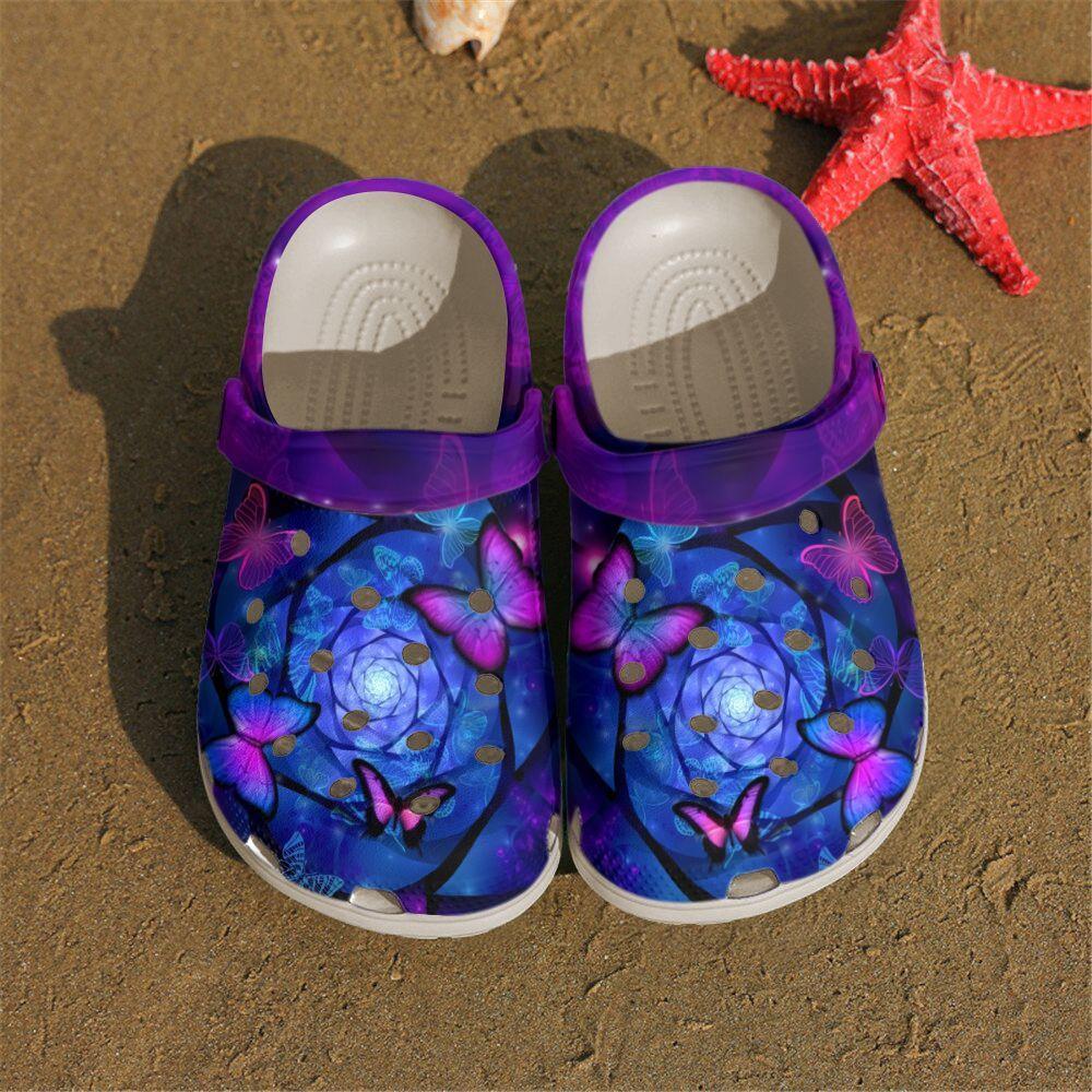 Butterfly Personalized Clog, Custom Name, Text Magical Purple Butterflies, Fashion Style For Women, Men, Kid, Print 3D