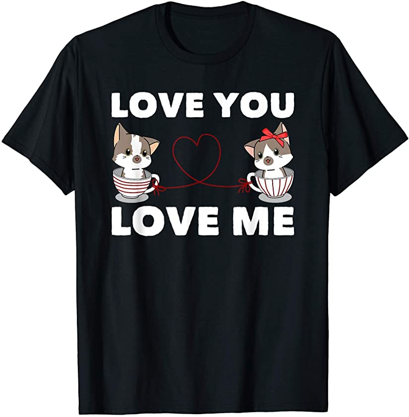 Cute Heart Cat Love Romantic Couple Kitten T-Shirt