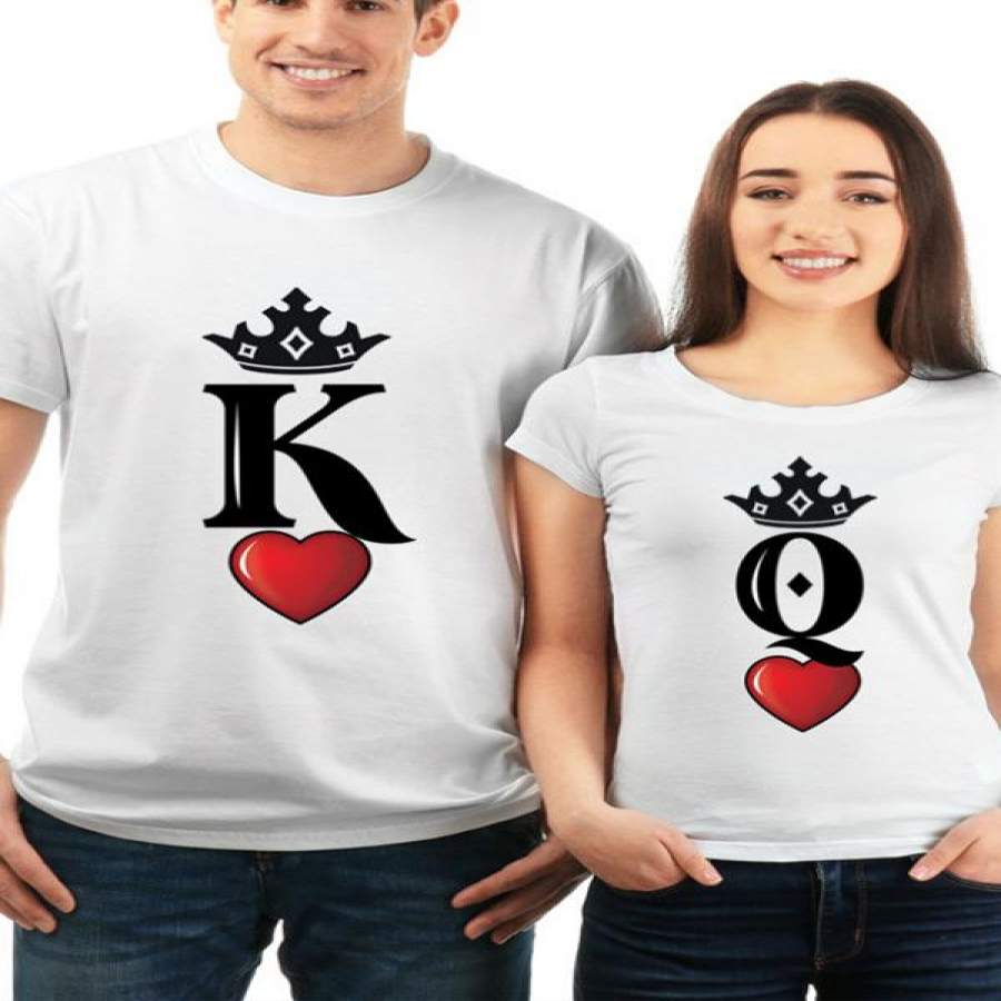 KING & QUEEN Love Print Couple T-Shirt
