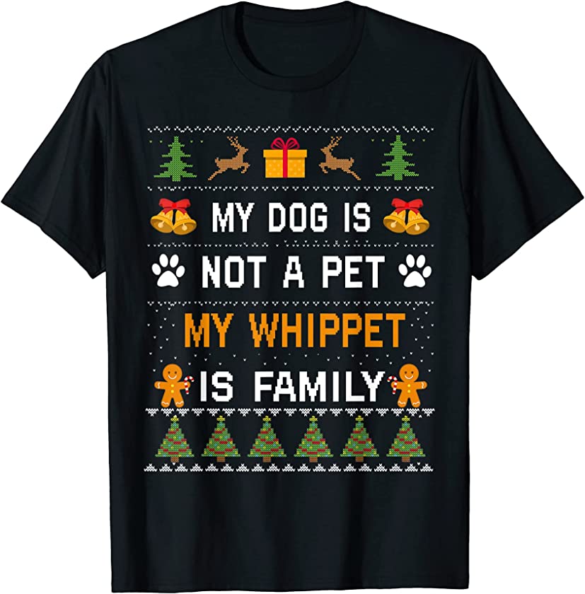 Whippet Dog Lovers Gifts Dog Owner Ugly Christmas Sweater T-Shirt