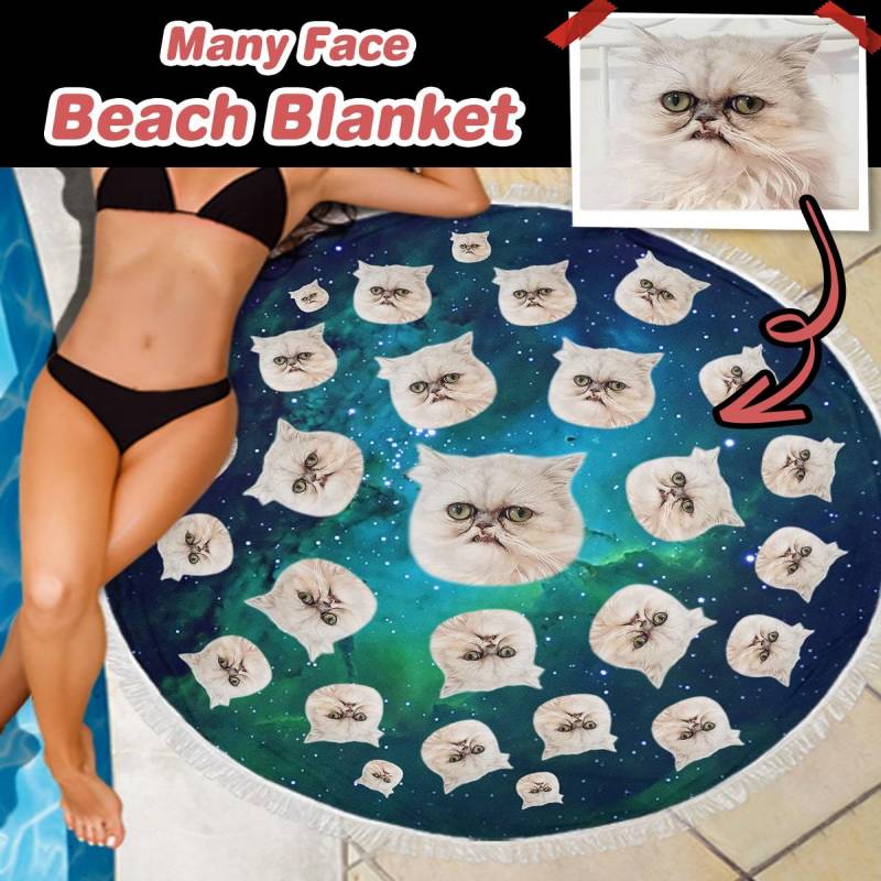 Personalized Many-Face Round Beach Blanket