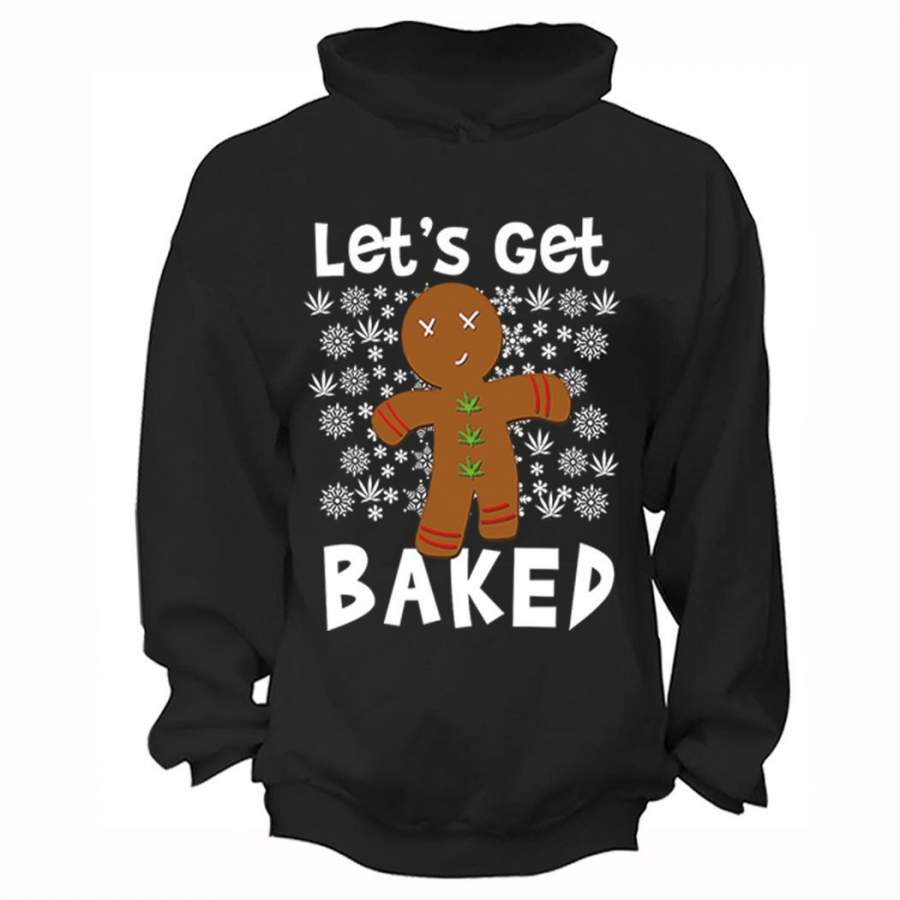 XtraFly Apparel Men’s Let’s Get Baked Gingerbread Cookie Ugly Christmas Hooded-Sweatshirt Pullover Hoodie