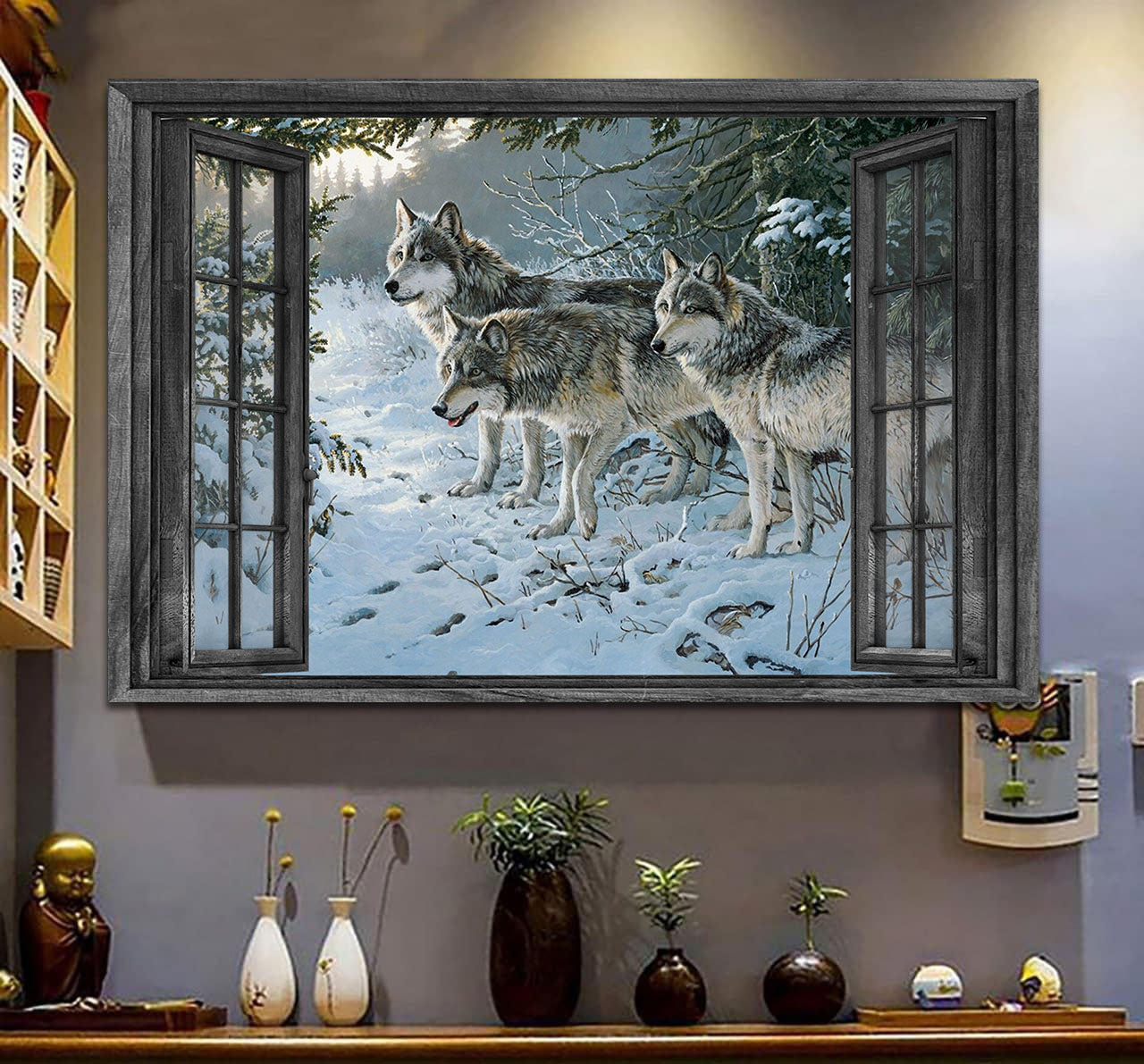 Wolves 3D Wall Art Painting Art Wild Animals Home Decoration Gift Idea Birthday