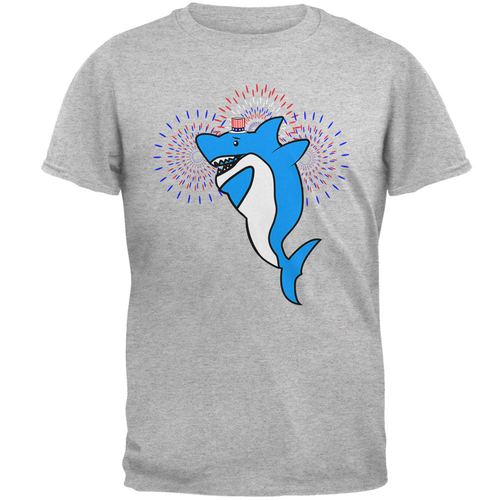 4Th Of July Dabbing Shark Fireworks Mens T Shirt