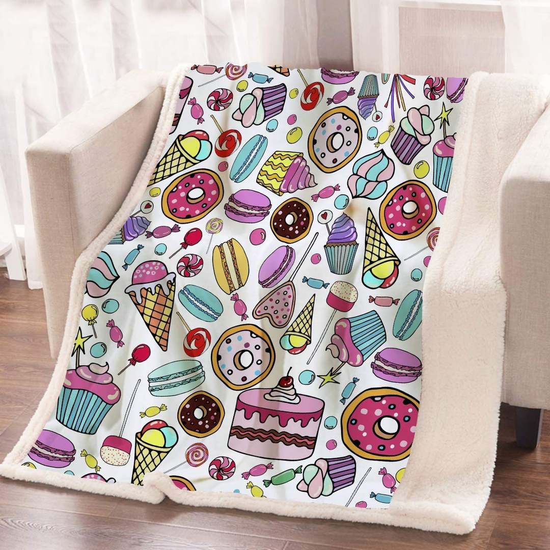 Cupcake Ice Cream Candy Cla1010397F Sherpa Fleece Blanket