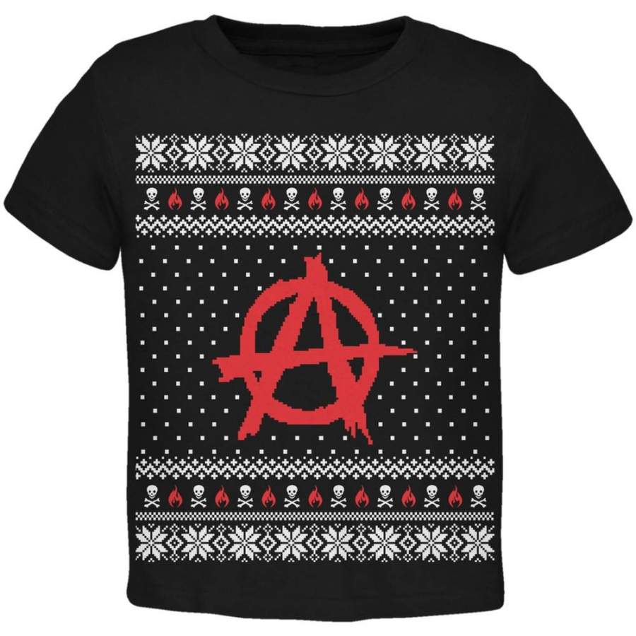 Anarchy Ugly Christmas Sweater Black Toddler T-Shirt