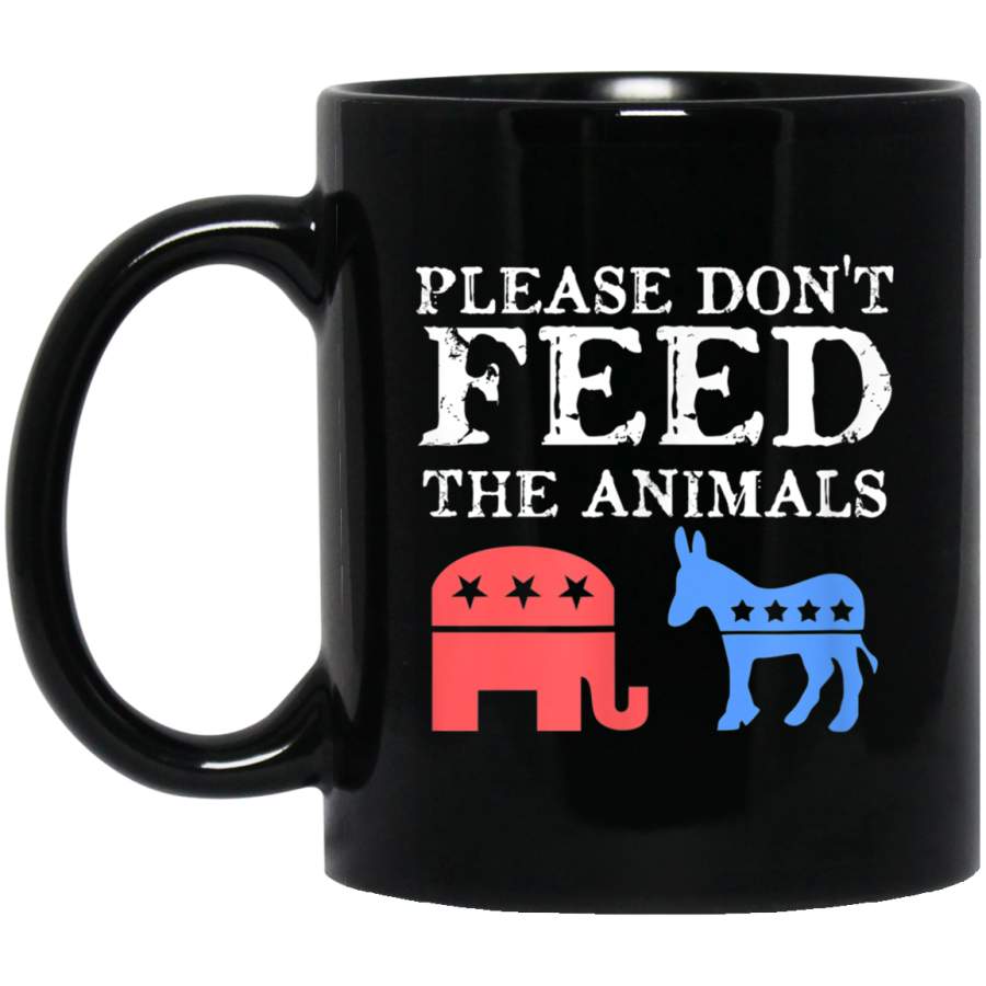 Vintage Distressed Please Don’t Feed the Animals Libertarian Black Mug