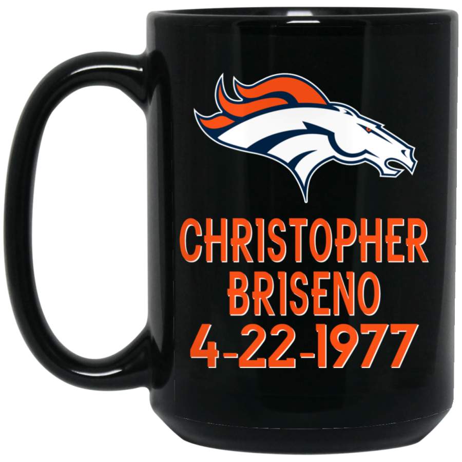 Custom Personalized Denver Broncos New Logo Orange-White Christopher Briseno BM15OZ 15 oz. Black Mug