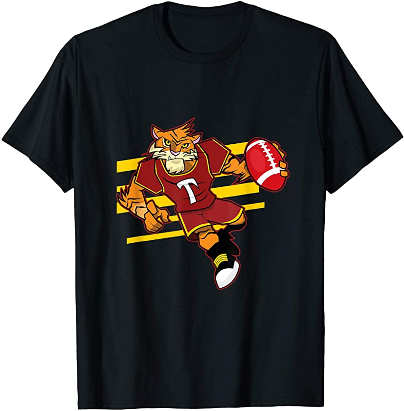 Cat Tiger Rugby Rugger Quarterback Player Sporty Ball T-Shirt