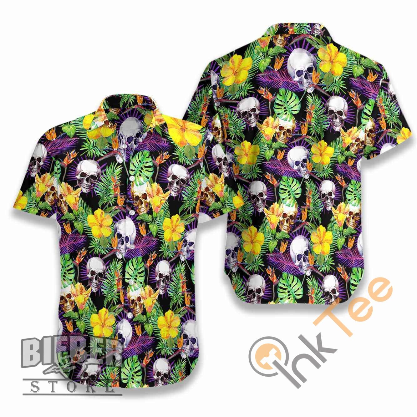 Skull Tropical Pattern Hawaii Shirts Ha56772