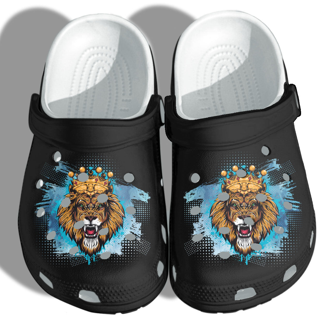 Lion Father Black King Shoes – Black Lion clogs Clogs Gifts – Cr-Lion03