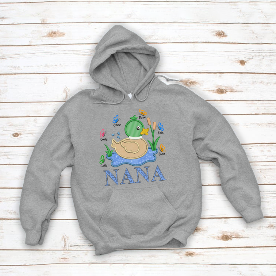 Personalized Nana And Grandkids Mallard Butterfly Hoodie