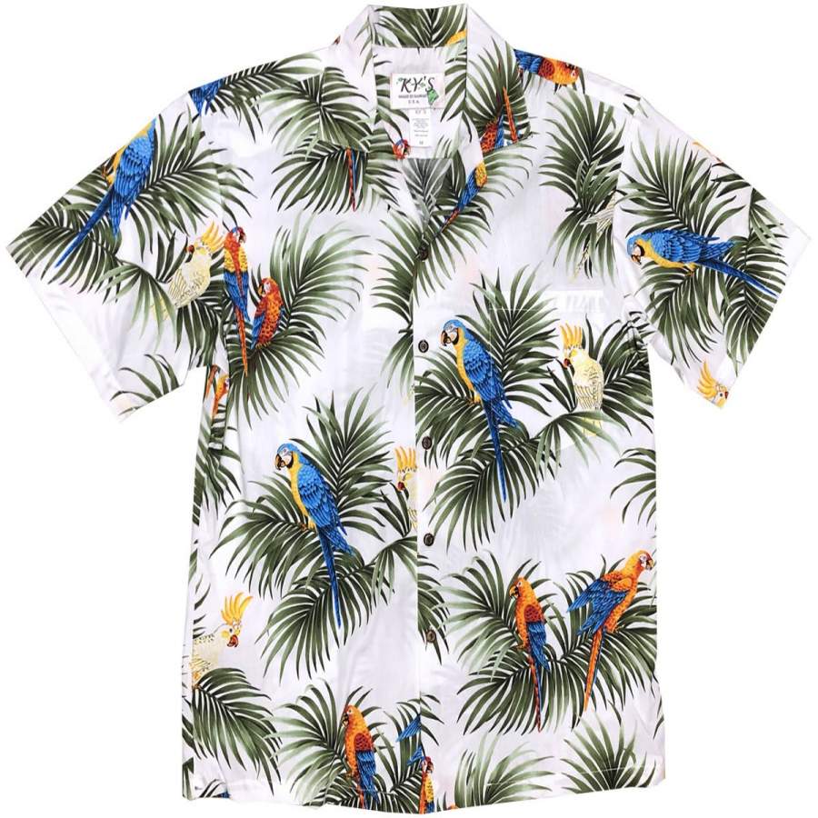 Parrot Alert White Hawaii Shirt Ha81064