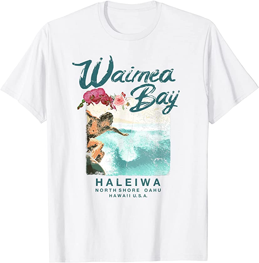 Waimea Bay Hawaii Vintage Hawaiian Surf T-Shirt