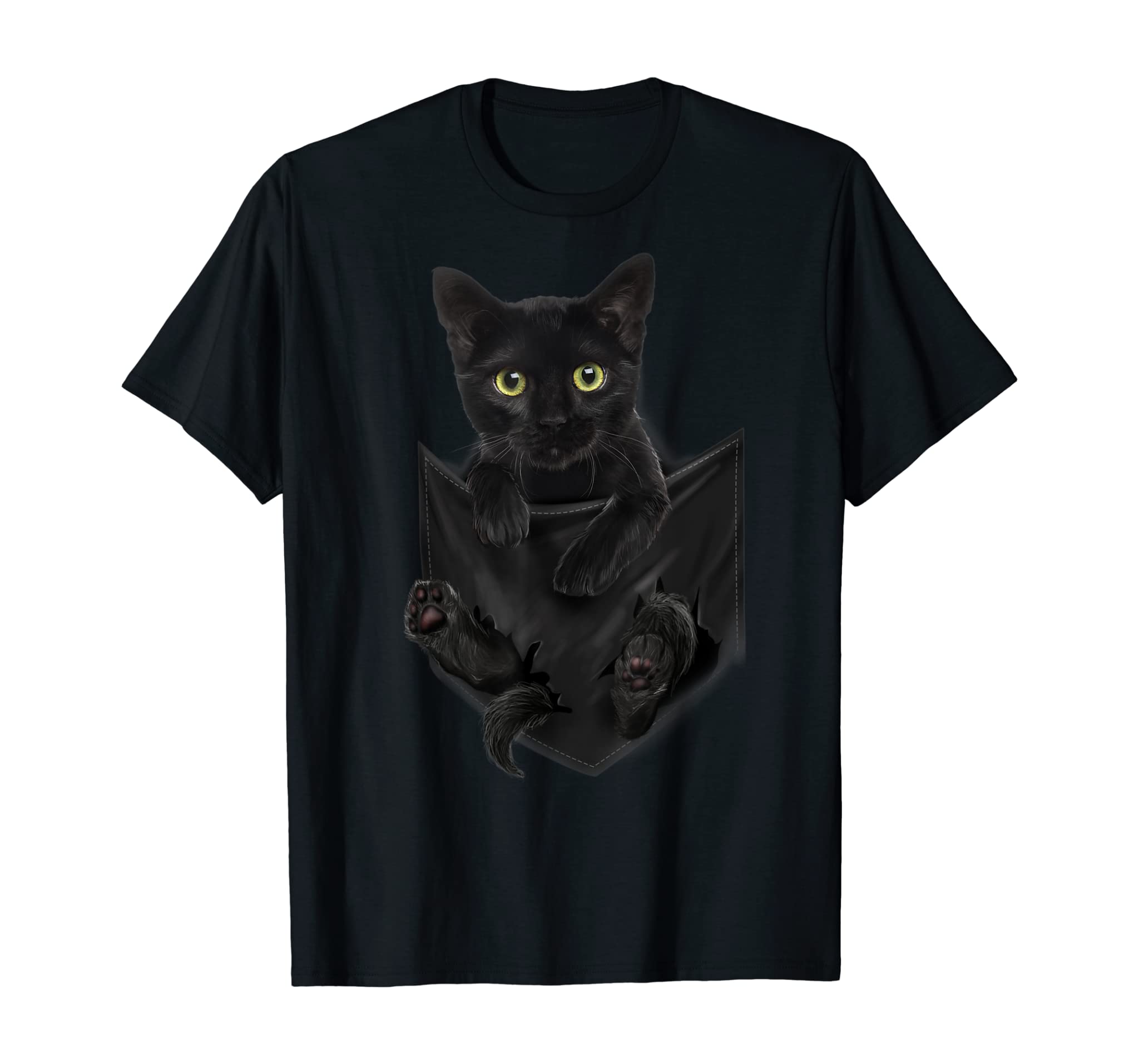 Black Cat Stern in Pocket Cats Tee Shirt Gifts