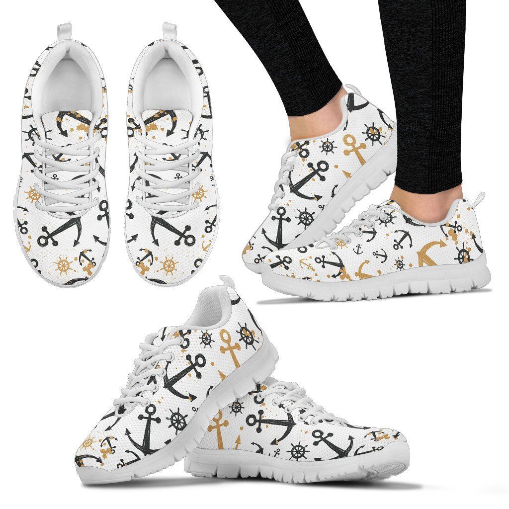 Anchors Rudders Pattern Sneakers Shoes