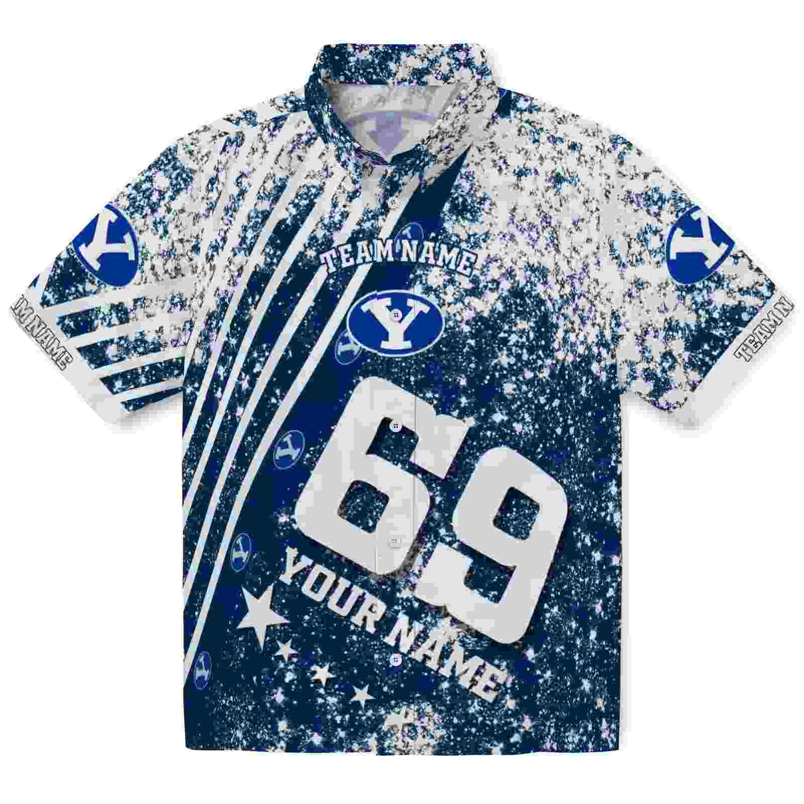 Customized Byu Cougars Star Stripes Blue Hawaiian Shirt