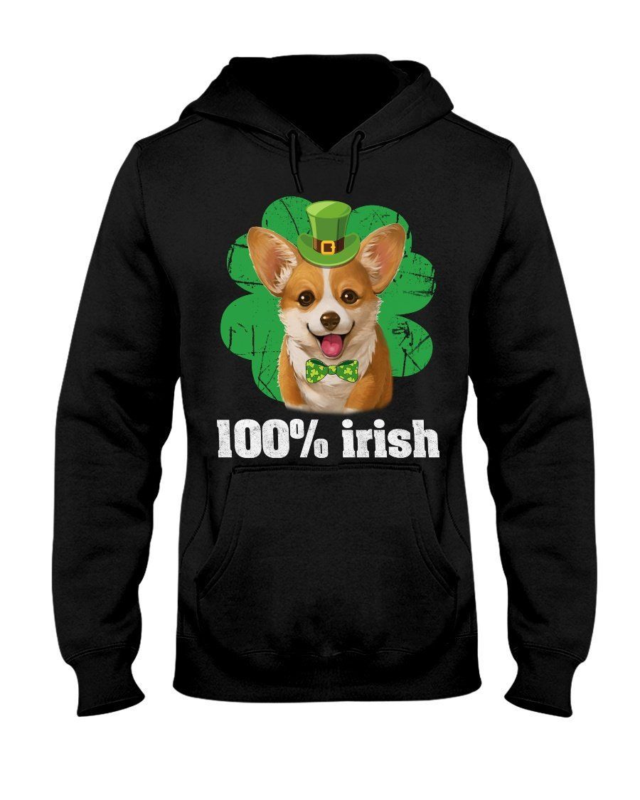 Corgi Puppy 100% Irish In The Shamrock For St.Patrick’S Day Gifts For Dog Lovers Hoodie